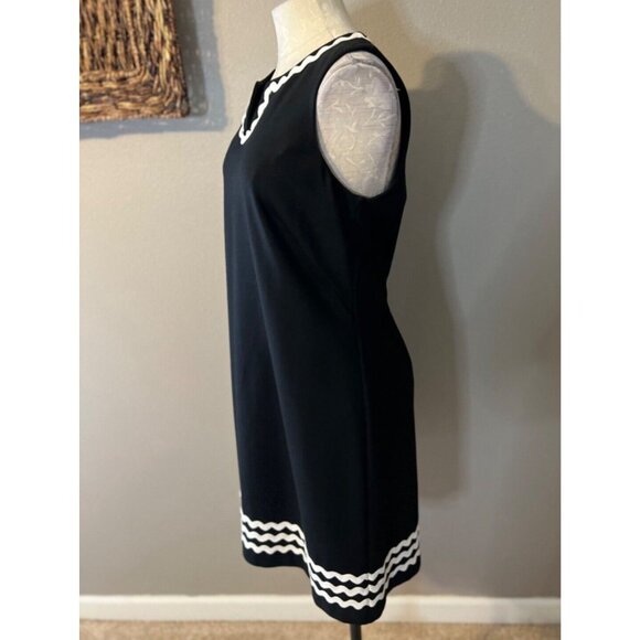 Talbots Dress 8P 8 P Black White Ric Rack Stretch Sleeveless Career Church - Picture 5 of 9